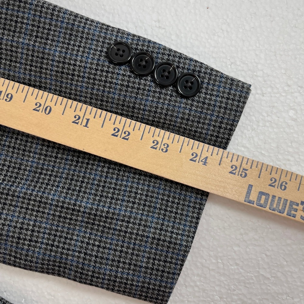 Lauren Ralph Lauren Men's 48R Gray Blue Houndstooth Silk Wool Blazer Jacket - Picture 11 of 11